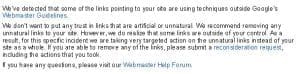 google notice unnatural links