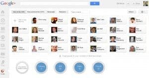 Google Plus circles screen