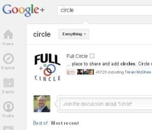 search for circles on google+