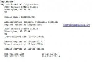 regions domain name whois
