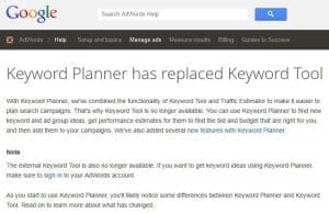 Keyword Planner has replaced Keyword Tool