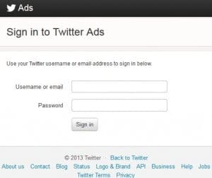 Twitter ads signin