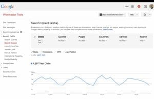 Google Webmaster Tools Search Impact report