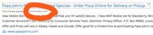 Papa John's homepage
