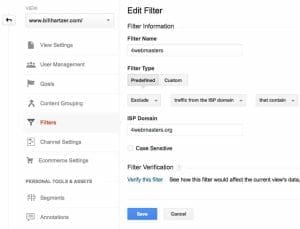 google analytics excluding referrer spam