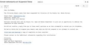Google Domain Name Suspension
