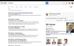 Bill Hartzer's Google search results
