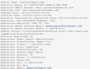 register.apple domain name