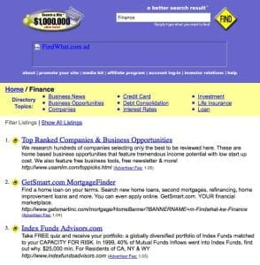 FindWhat Finance results
