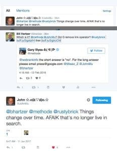 John Mueller on link search operator