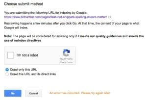 fetch as Google error