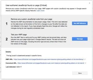 Error in AMP Pages