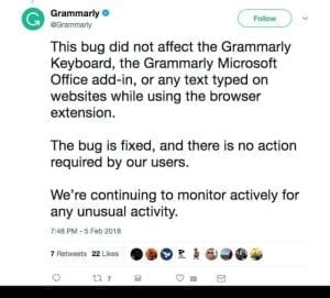 grammarly statement on Twitter