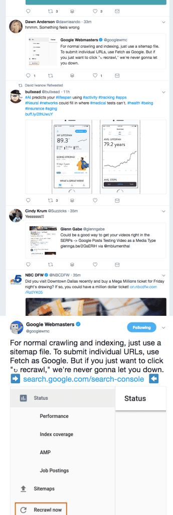 google recrawl now