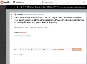Reddit AMA with Bill Hartzer