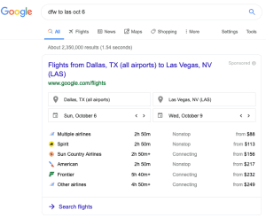 DFW to las vegas oct 6