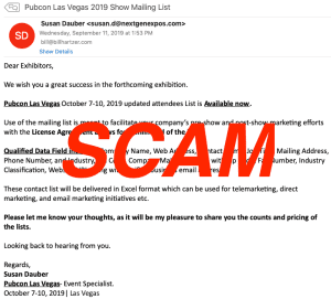 Fake conference attendee list