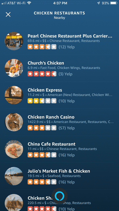 amazon alexa chicken restaurants near me