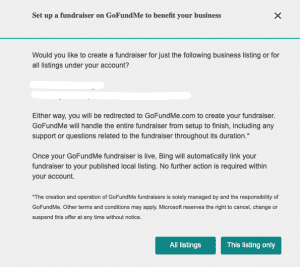 Bing Places GoFundMe Campaigns