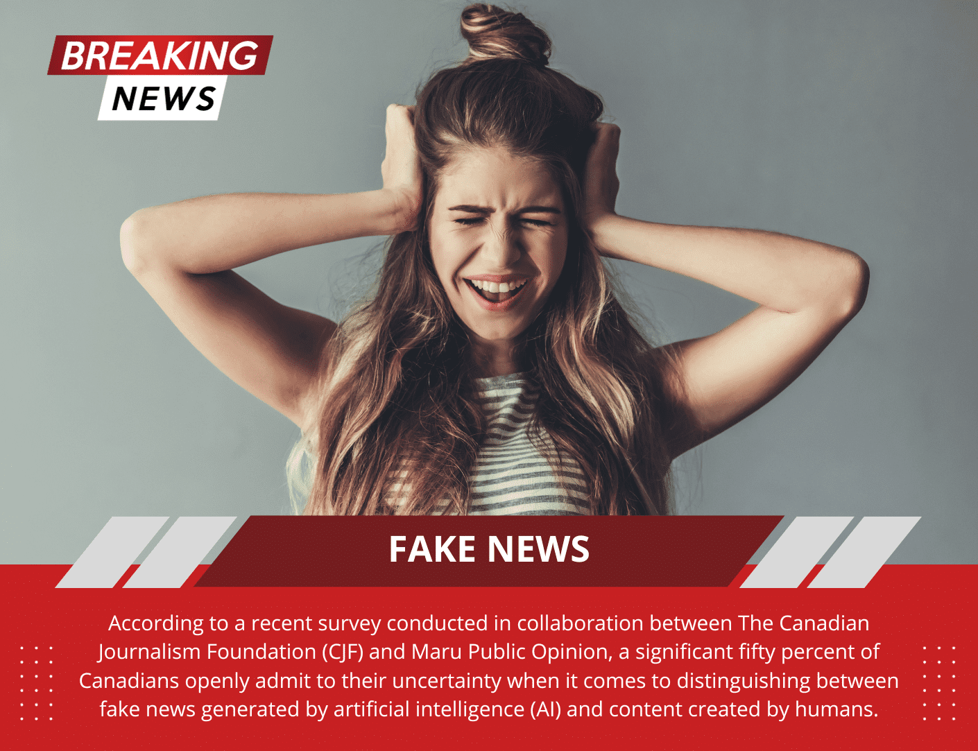 According to a recent survey conducted in collaboration between The Canadian Journalism Foundation (CJF) and Maru Public Opinion, a significant fifty percent of Canadians openly admit to their uncertainty when it comes to distinguishing between fake news generated by artificial intelligence (AI) and content created by humans.