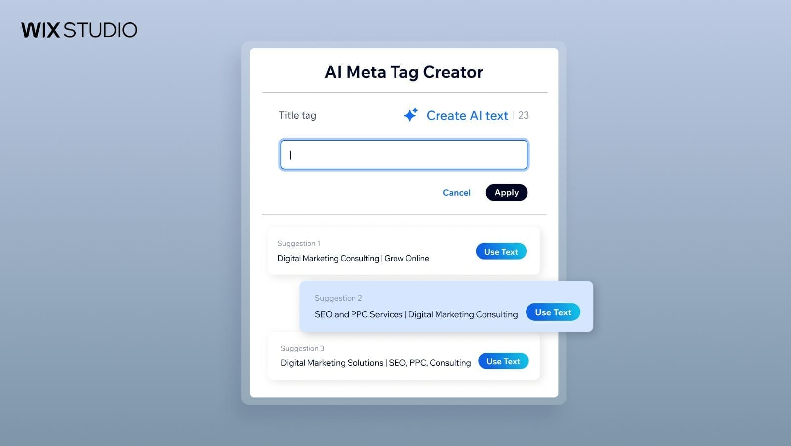 Wix AI Meta Tag Creator