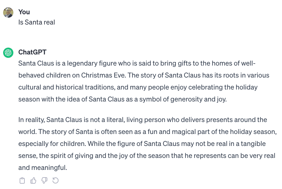 Is Santa Real ChatGPT