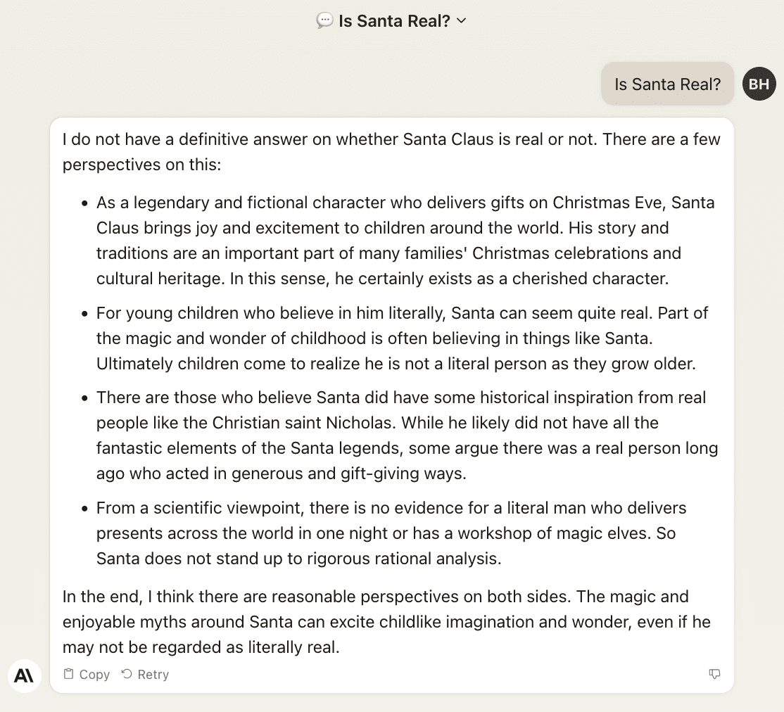 Is Santa Real Claude AI