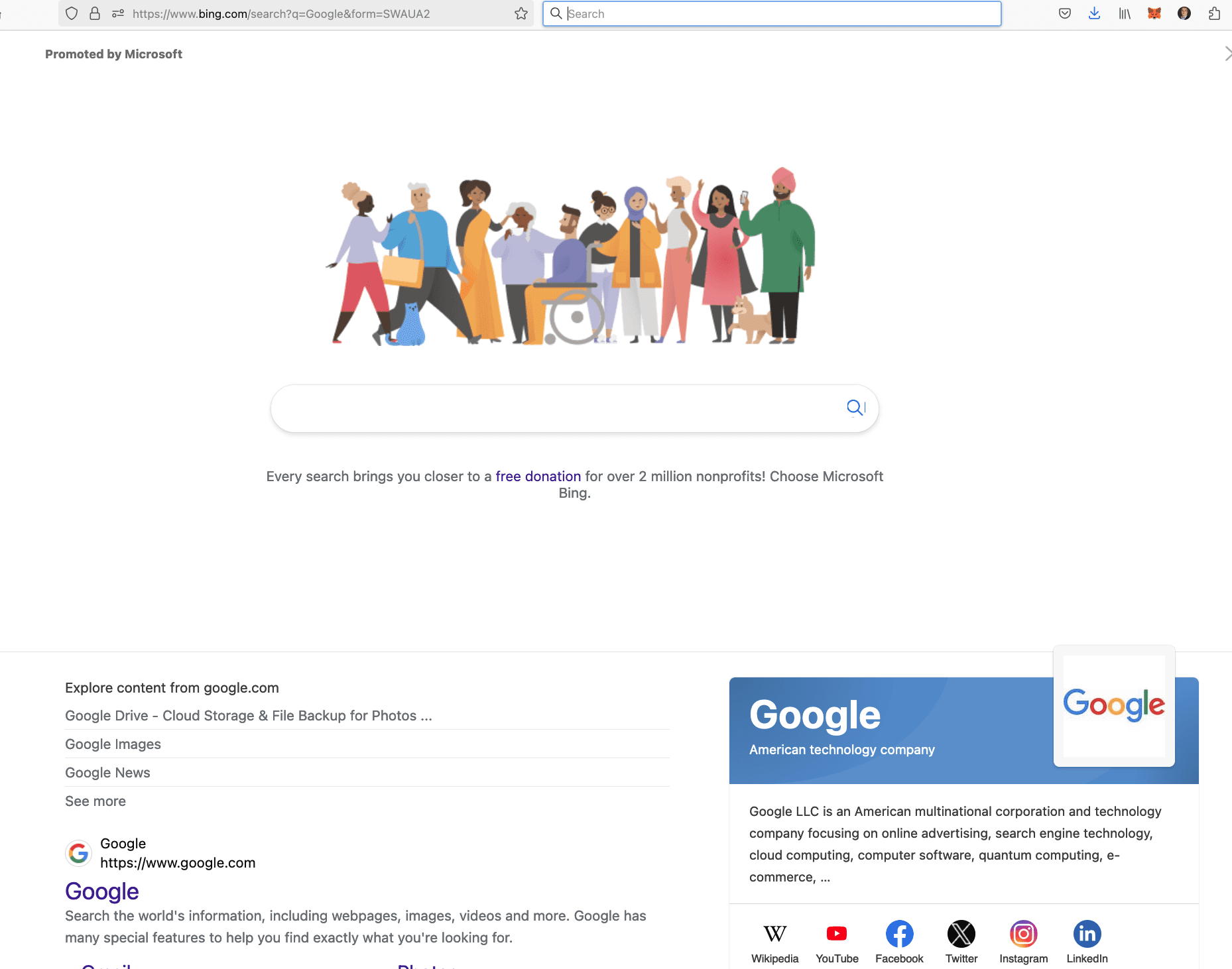 bing search results for Google search query