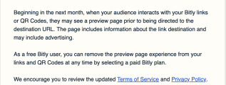 bitly new policy regarding ads