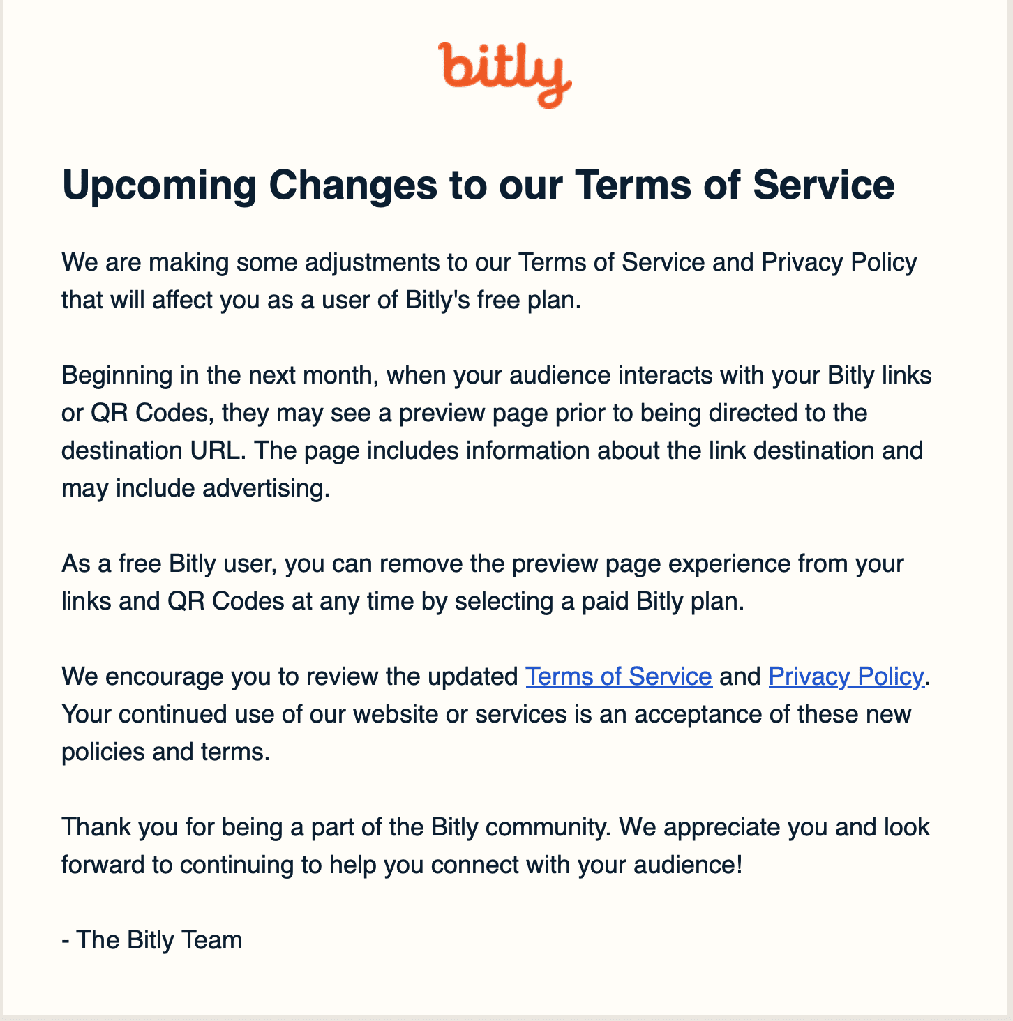 bitly new policy regarding ads