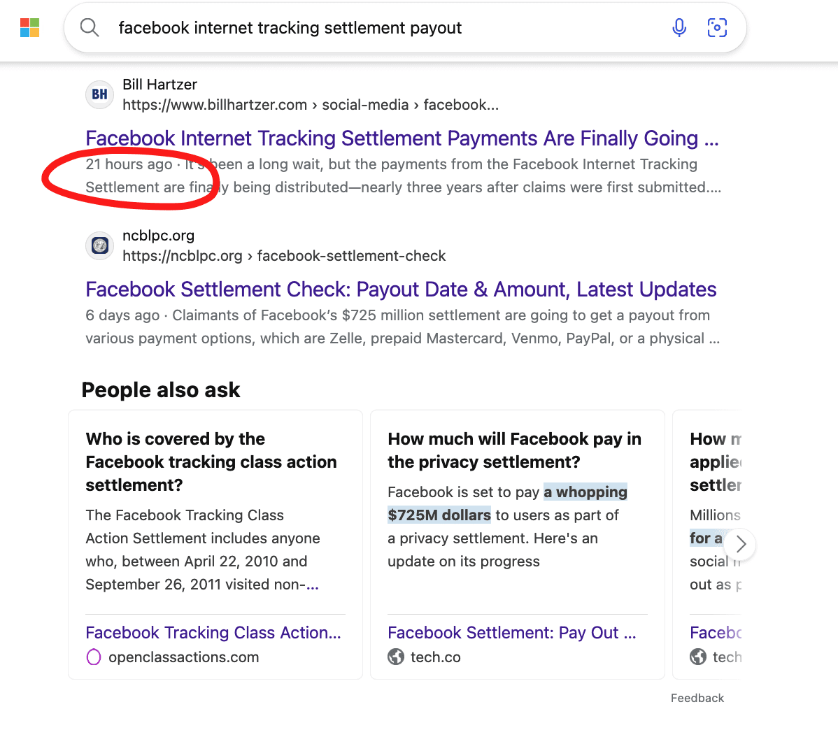 microsoft bing date problem