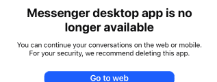 messenger facebook desktop app removed