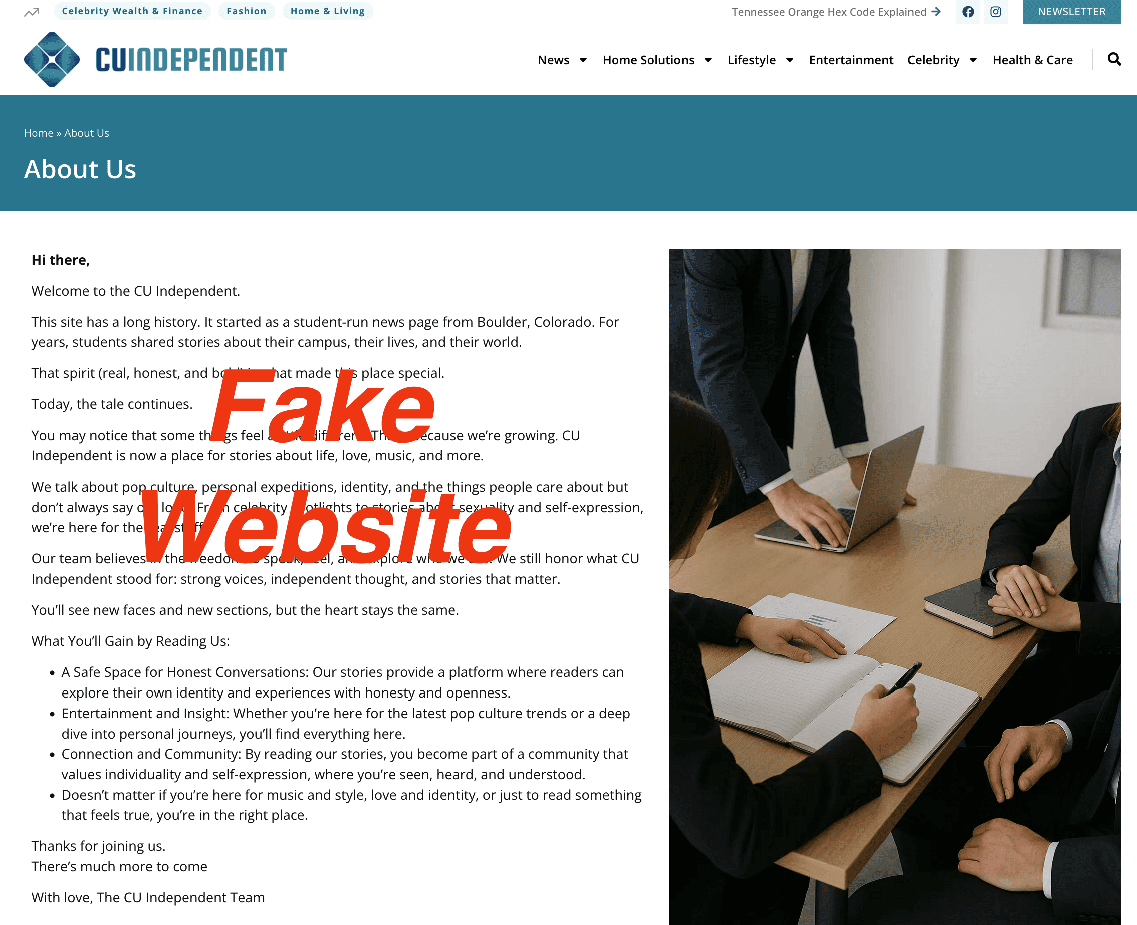 Fake about page
