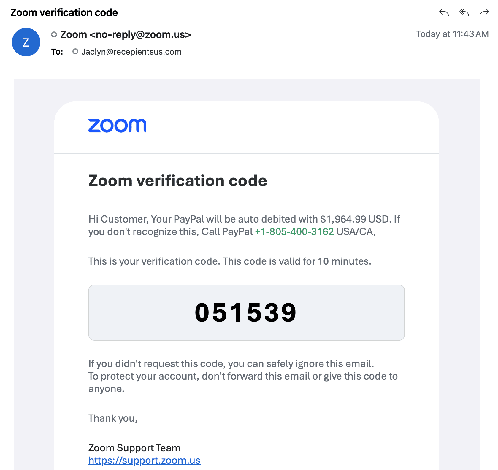 zoom scam email