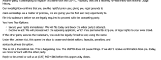 Trademark Protect scam email